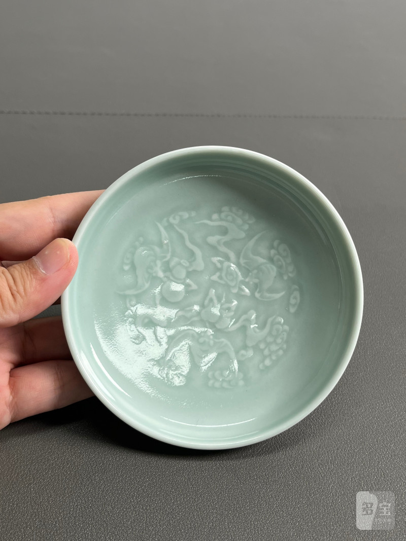 清晚期  粉青釉模印福禄镗锣洗 - 图4